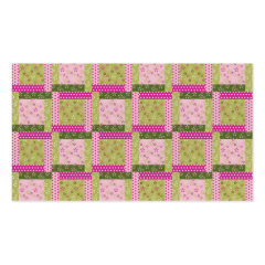 Pretty Pink Green Patchwork Squares Quilt Pattern Business Cards