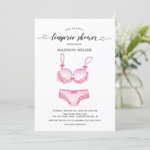 Pretty Pink Lingerie Bridal Shower Invitation Zazzle