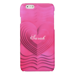 Pretty Pink Love Heart 3D Design Glossy iPhone 6 Case