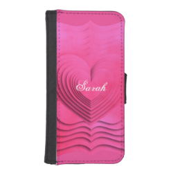 Pretty Pink Love Heart 3D Design Phone Wallets