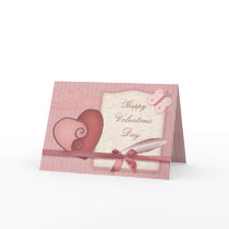 Pretty Pink Loveheart & Butterfly Valentines Card