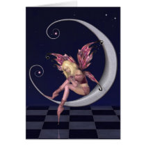 Pretty Pink Moon Fairy in Starry Nighttime Cards