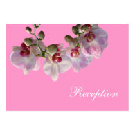 pretty pink orchid flowers pink wedding reception business card template