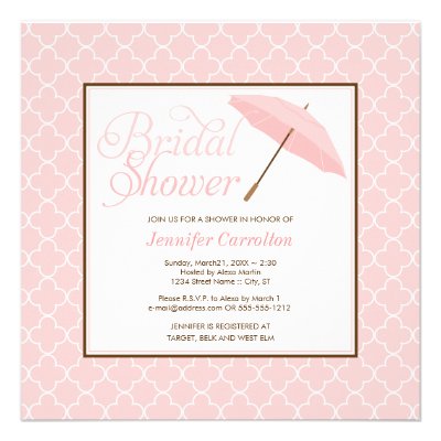 Pretty Pink Parasol Bridal Shower Invitation