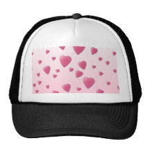 Pretty Pink Pattern of Love Hearts. Hats