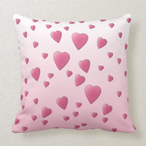 Pretty Pink Pattern of Love Hearts. Pillows from Zazzle.