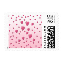 Pretty Pink Pattern of Love Hearts. Postage Stamps