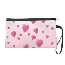 Pretty Pink Pattern of Love Hearts. Wristlet Purse