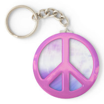 Pretty Pink Peace Sign Keychain