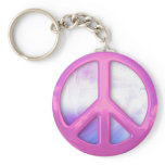 Pretty Pink Peace Sign Keychain