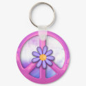 Pretty Pink Peace Sign keychain