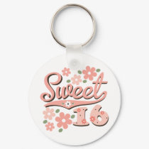 Pretty Pink Petal Sweet 16 Keychain