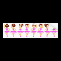 Pretty Pink Pixel Art Ballerina Bumper Sticker bumper stickers