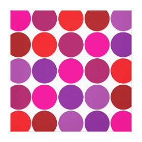 Pretty Pink Purple Red Polka Dots Circles Pattern Canvas Print