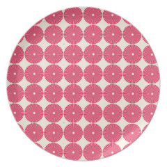 Pretty Pink Red Circles Disk Textured Buttons Dinner Plates
