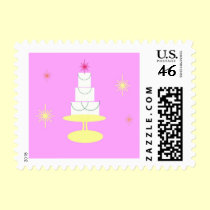 Pretty Pink Retro Cake postage by WEDDINGCAKES Pretty Pink Retro Cake postage