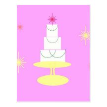 Pretty Pink Retro Cake Postcards