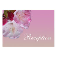 Pretty pink rhododendron flowers wedding reception business card templates