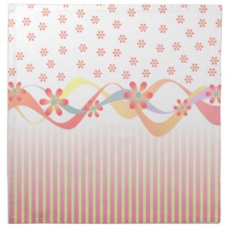 Pretty Pink Ribbons Stripes Flowers Cloth Napkin