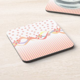 Pretty Pink Ribbons Stripes Flowers Drink Coasters