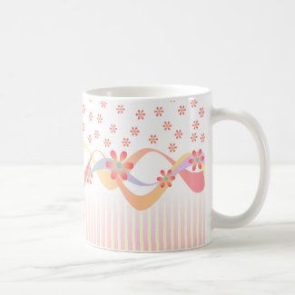 Pretty Pink Ribbons Stripes Flowers Mug
