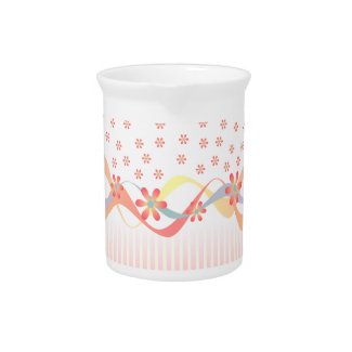 Pretty Pink Ribbons Stripes Flowers Pitchers