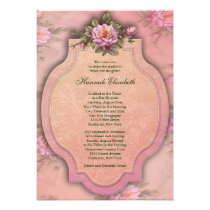 Pretty Pink Rose Bat Mitzvah invitations
