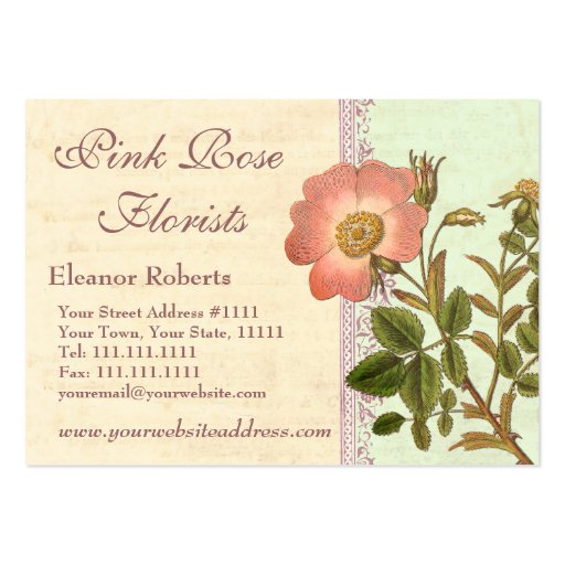 Pretty Pink Rose Garden Florist Business Card (front side)