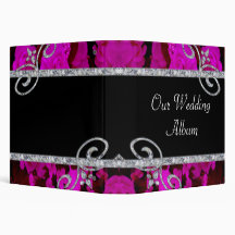 Pretty Pink Roses & Diamond Swirls Wedding Binder