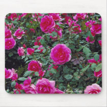 Pretty pink roses on bush mousepads by MerryRose Pretty pink roses on bush mousepads