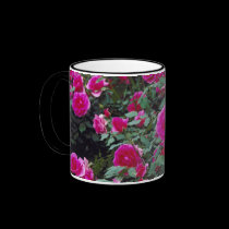 Pretty pink roses on bush mugs