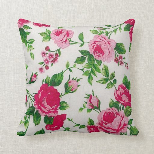 pretty pink roses throw pillows Zazzle