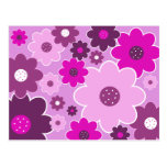 Pretty Pink Shabby Chic Floral Wallpaper Pattern Post Card