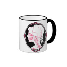 Pretty Pink Skull Cameo Coffee Mugs