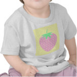 Pretty Pink Strawberry on Yellow Stripes. Tee Shirt