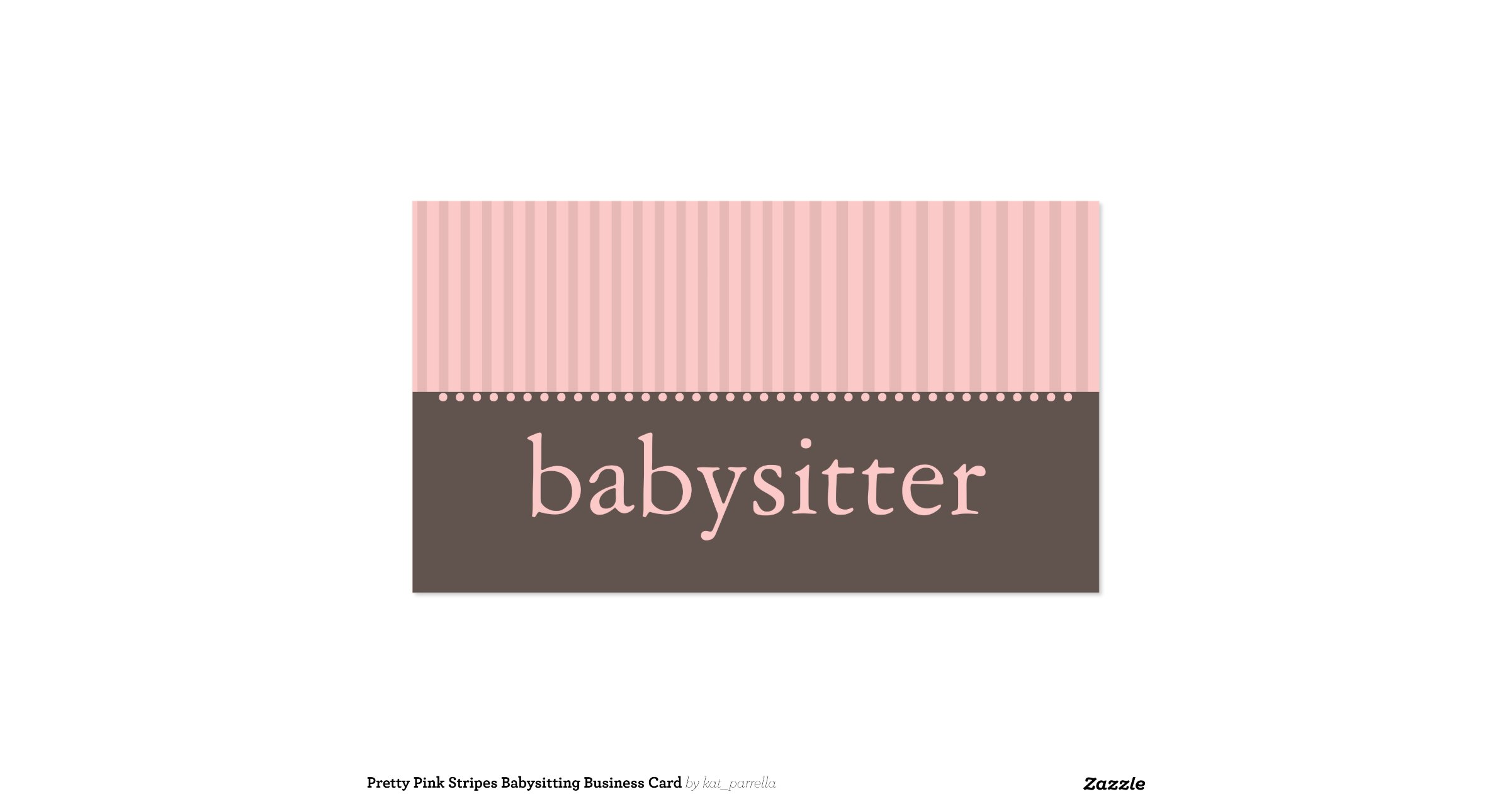 Pretty Pink Stripes Babysitting Business Card 