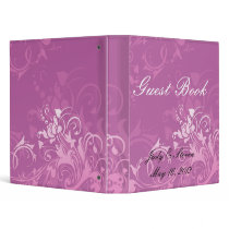 pretty pink swirl floral design Guest Book Album Vinyl Binders