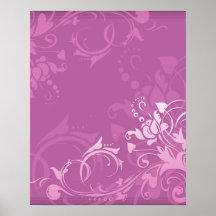 pretty pink swirl floral design posters