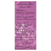 pretty pink swirl floral design reception menu customized rack card