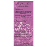 pretty pink swirl floral design reception menu customized rack card
