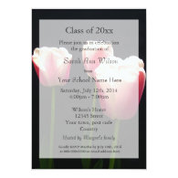 Pretty pink tulip flowers graduation announcement card