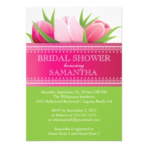Pretty Pink Tulips Spring Bridal Shower Personalized Invite