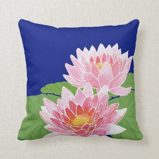 Pretty Pink Water Lilies: Throw Pillow Pillows