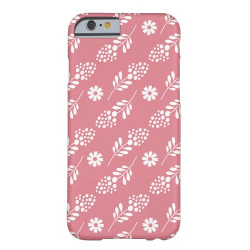 Pretty Pink White Floral Pattern Barely There iPhone 6 Case