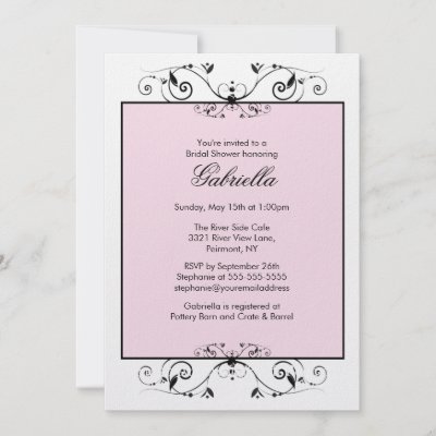 Pretty Pink with Black Scroll Bridal shower Invite by celebrateitweddings