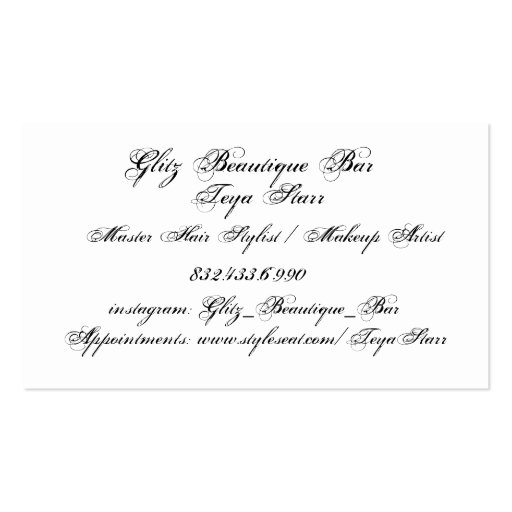 Pretty PinUp Beauty Business Card Template (back side)