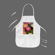 Pretty plastic flowers of unknown type & breed aprons