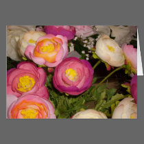 Pretty plastic flowers of unknown type & breed cards