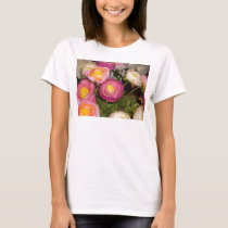 Pretty plastic flowers of unknown type & breed t-shirts