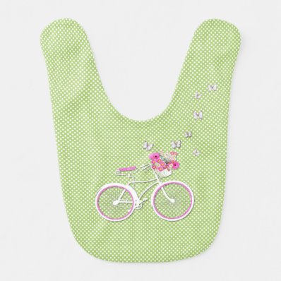 Pretty Polka Dots and Bicycle Baby Bib